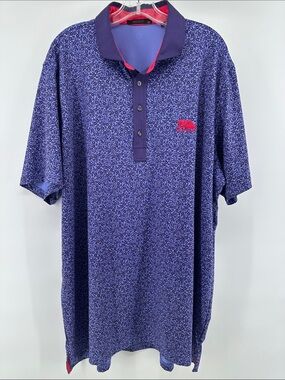 Greyson Purple Micro-Pattern Floral Polo Pink PGA West Logo Men’s 2XL